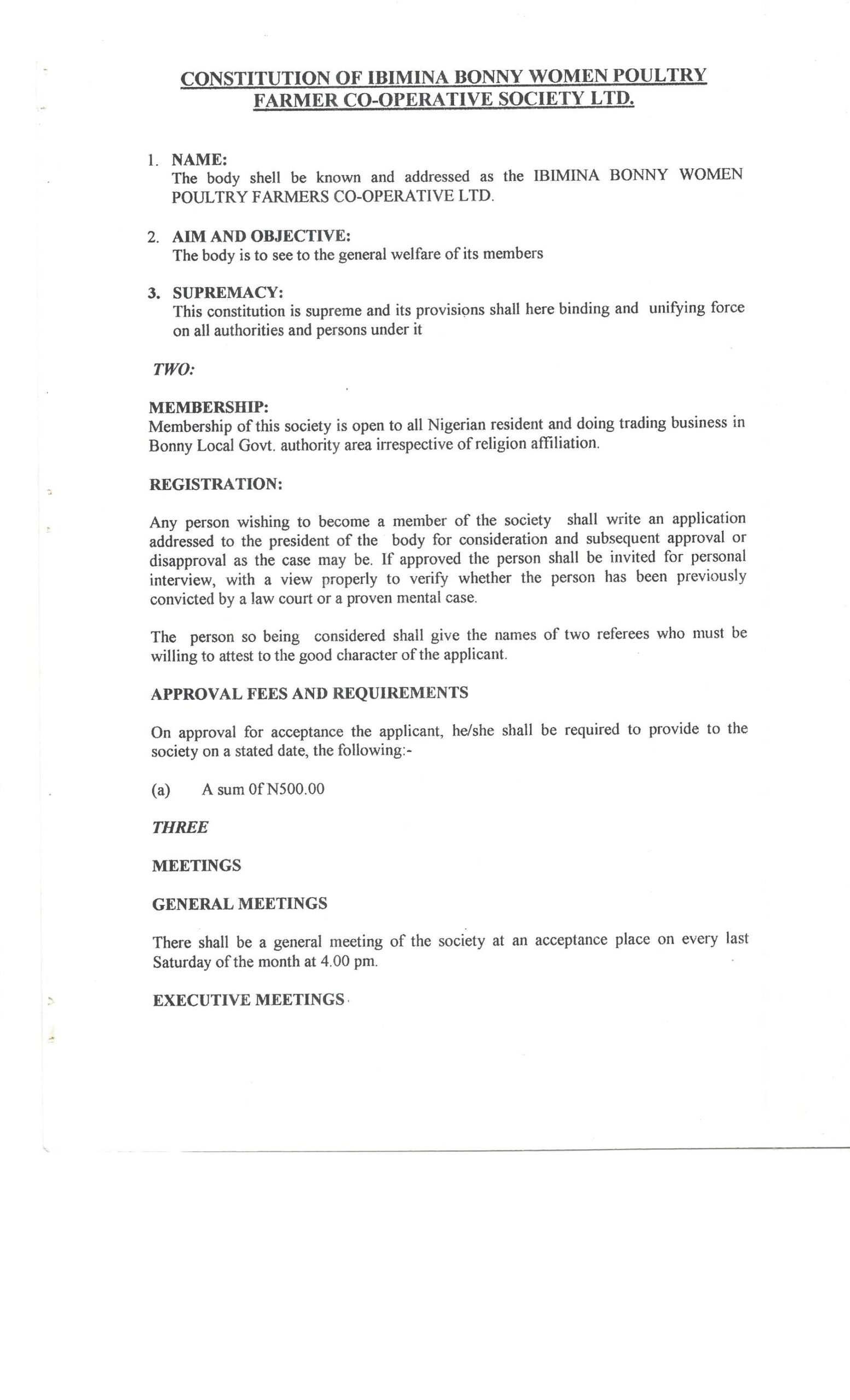 IBIMINA BONNY WOMEN POULTRY FARM VO-OPERATIVE SOCIETY